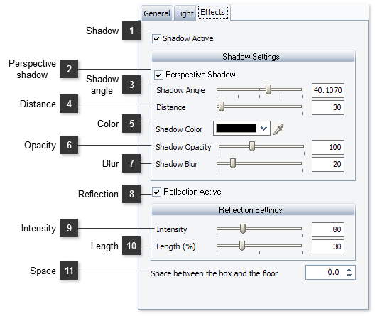 3D Preview Settings: Effects