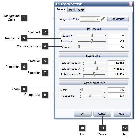 3D Preview Settings: General