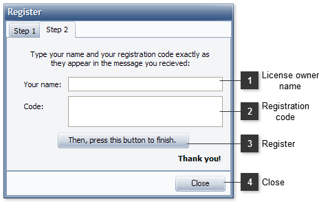 Registration Dialog